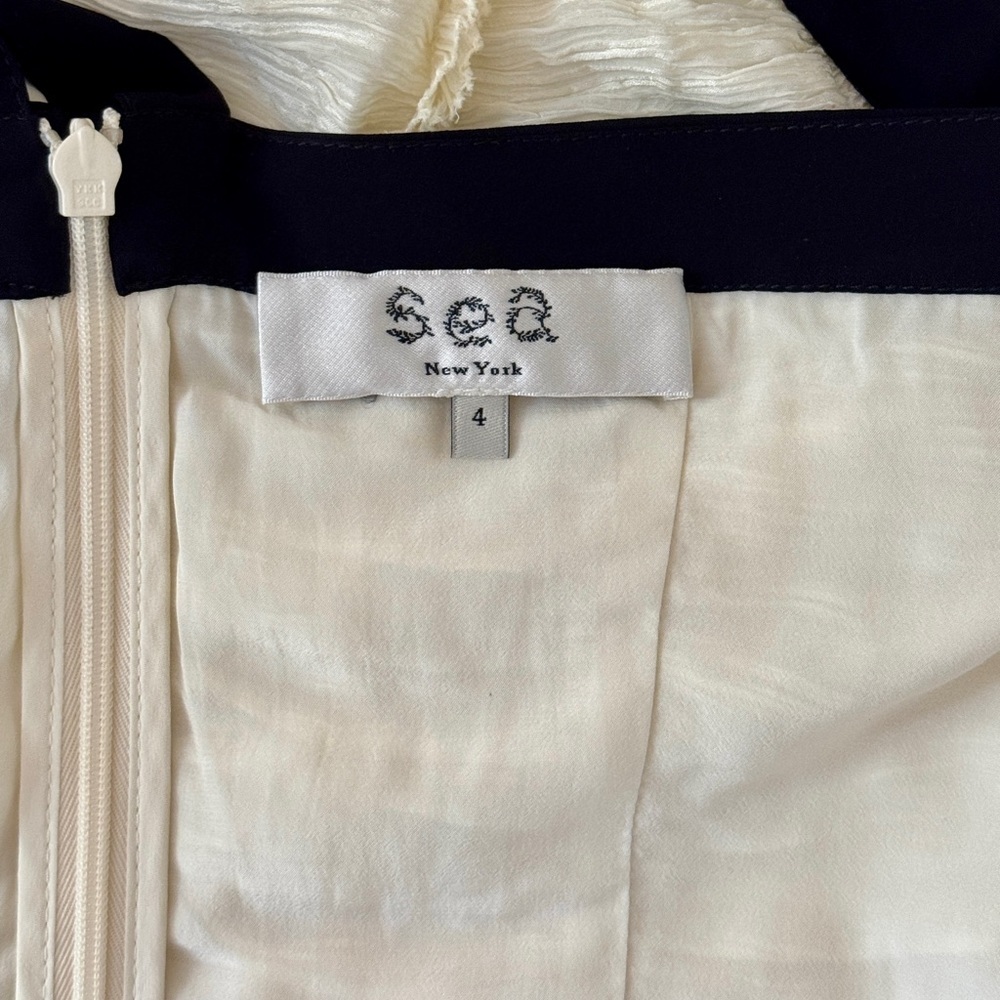 NWOT SEA New York Off-White Midi Silk-Blend Ruched Tatum Dress - Picture 7 of 8